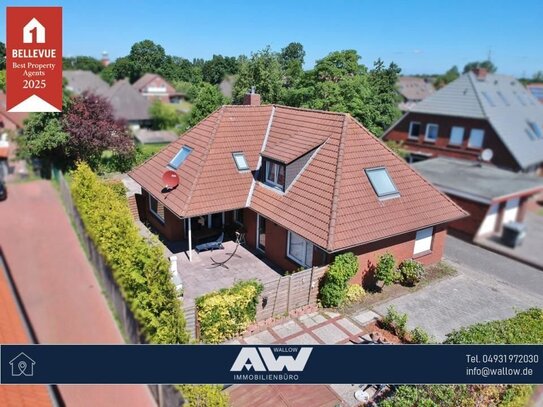 Winkelbungalow mit zwei Einheiten, Garage und großem Garten in bester Lage von Norddeich!