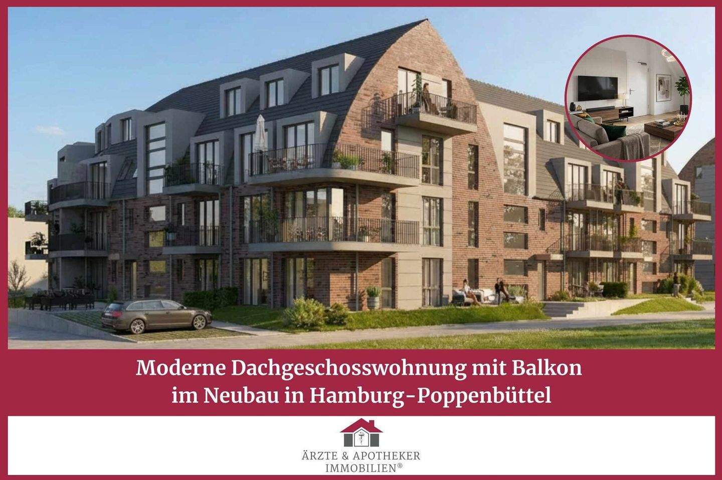 Moderne Dachgeschosswohnung mit Balkon im Neubau in Hamburg-Poppenbüttel