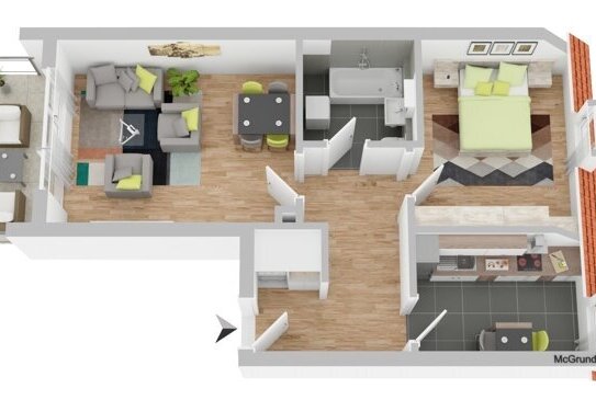 Wendelstein: Schöne, gepflegte 2 Zimmer-Wohnung mit Balkon und Tiefgaragen-Stellplatz