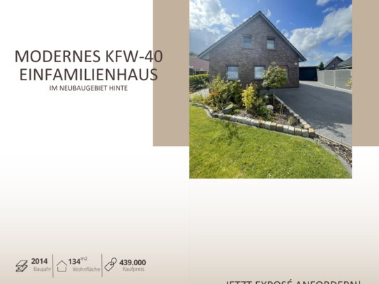 RESERVIERT! Modernes KFW-40-Einfamilienhaus im Neubaugebiet Hinte