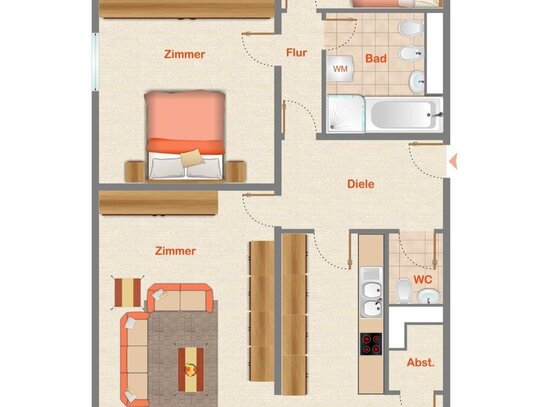 Kaufen, statt Miete zahlen. Helle Etagenwohnung am Soutyhof. 3 Zimmer mit Balkon auf 88 m².