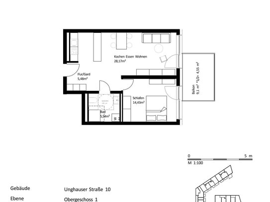 59 m² 2-Zi.-Whg. mit Balkon im Zentrum von Burghausen zum Kauf: EH40-QNG: 5% AfA + 5% Sonder-AfA & 150.000 € KfW-Kredit