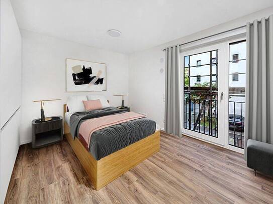 Neubau 2023 - Möbliertes 1 Zimmer-Apartment mit Einbauküche und Balkon - Typ I - Innenhof