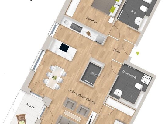 Neubau - Erstbezug - helle 3-Zimmer-Whg. mit Küche - 2.OG - 10min zur S-Bahn