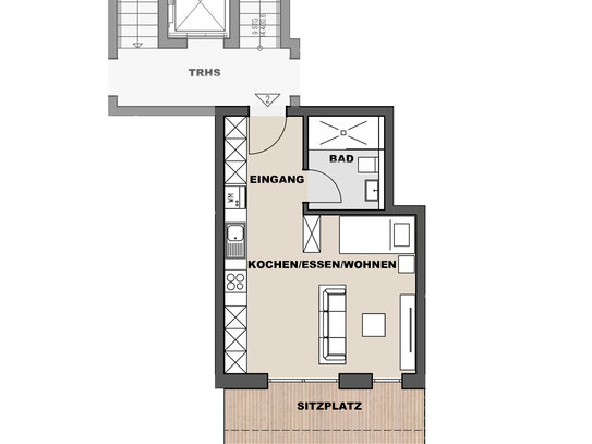 WHG 2 1-Zimmer ca. 36 m² Haus Seeblick