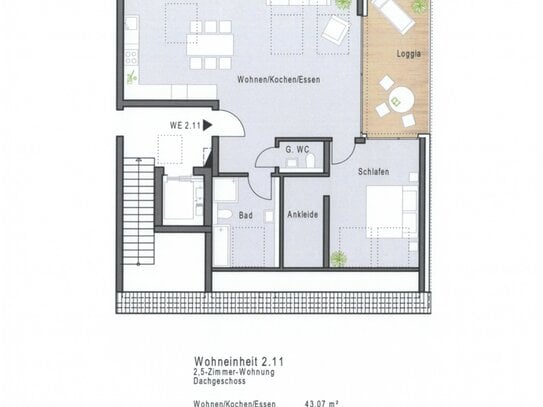 11 hochwertige NEUBAU-ETW - Neubaugebiet Sandäcker Veitshöchheim - 2,5-Zimmer-ETW (WE 2.11)