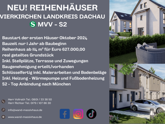 NEU! Reihenhäuser im Lkr. Dachau in Vierkrichen - mit der S2 in 40 Minuten an den Hauptbahnhof!