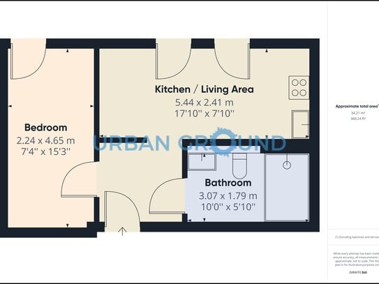 Mietrabatt - Möbliertes 1 Zimmer Apartment mit Terrasse - nur 25 Min . mit Öffentlichen in Friedrichshain