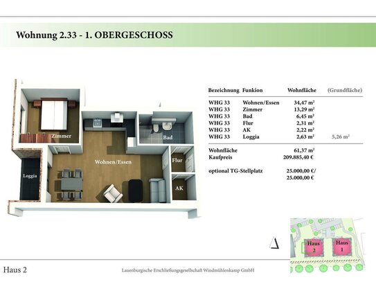 2 Zimmer 1.OG Neubau-Eigentumswohnung 2.33