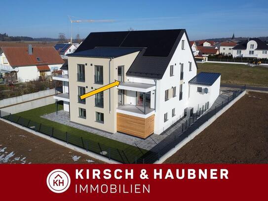 Perfekte 3-Zi.-Wohnung mit großer Balkonterrasse & Weitblick! Neubau-Erstbezug (KfW 40-Effizienzhaus), Breitenbr...