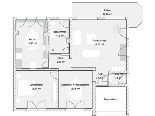 Moderne großzügige Wohnung mit großem Balkon am Uhlenhorst