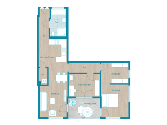 Neubau! Schöne 3-Zimmerwohnung mit Wintergarten im 1. OG