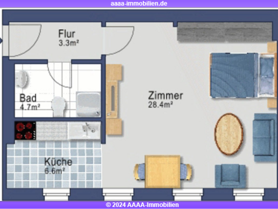 Ruhiges 1.Zi.-Appartment in Mitte