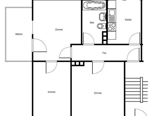 Sanierte 3 Zimmerwohnung mit Balkon und Tageslichtbad