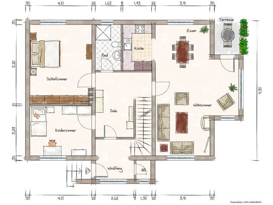 Vermietung einer 3 Zimmer EG Wohnung, ca. 94 m² Wohnfläche, Wohnhaus mit 2 Wohneinheiten, Terrasse, Garten, Doppelgarag…