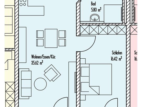 2 Zimmer Wohnung mit Terasse