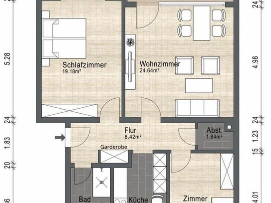 Vermietete 3-Zimmer ETW, mit 4,3% Rendite, in energetisch saniertem Gebäude