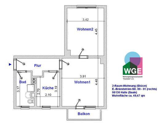 2-Raum-Wohnung im Süden von Halle!