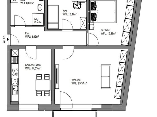 Ihr neues modernes Zuhause - 3 Zimmer im 1. Stock mit Balkon!