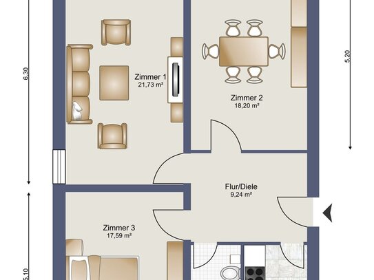 Schöner wohnen, sanierte Wohnung im Hansaviertel