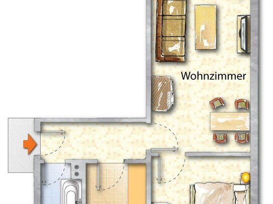 Reserviert, Kapitalanlage, 2 Zi.- Mietwohnung, 3. OG, Balkon, kein Stellplatz