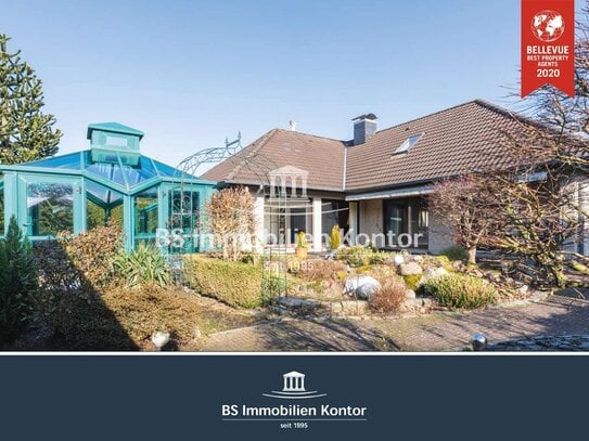 Großer Winkelbungalow mit Wintergarten, Terrasse und Gartenanlage in zentraler Wohnlage!