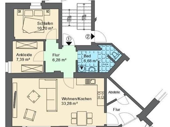 ***Erstbezug nach Sanierung__2-Raum mit EBK + Fußbodenheizung