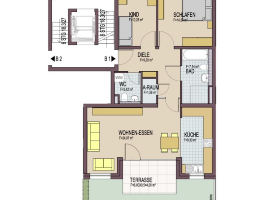 3 Zimmer Erdgeschoss Wohnung mit Garten in TOP Lage