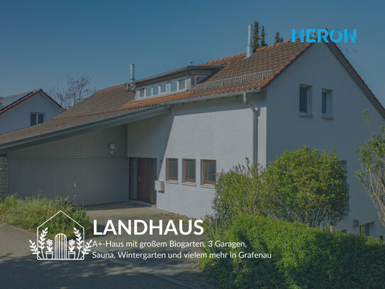 LANDHAUS - A+-Haus mit großem Biogarten, 3 Garagen, Sauna, Wintergarten und vielem mehr in Grafenau