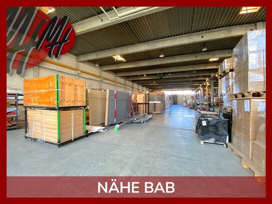 NÄHE BAB - VIELSEITIG NUTZBAR - Lager (1.500 m²) mit kleinem Büro (100 m²) & Freilager (1.000 m²)