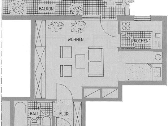 modernes, freundliches, 1 Zi.- Apartment mit Balkon und EBK