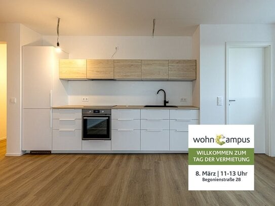 Große Balkon-Wohnung mit Einbauküche | Gäste-WC | Aufzug | Tiefgarage | Smart-Home | Erstbezug