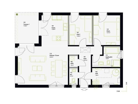 Moderner Bungalow barrierefrei und energieeffizient