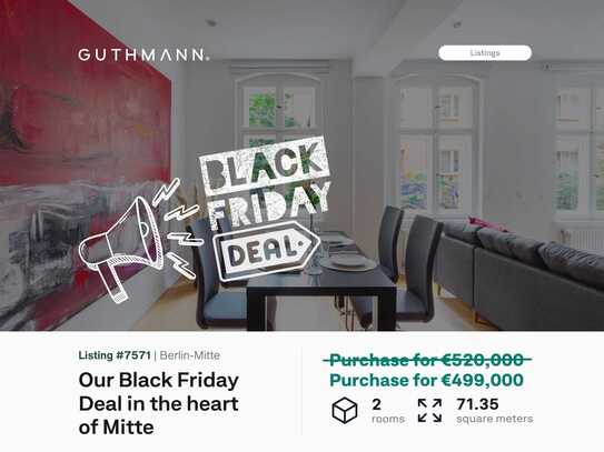 Unser Black Friday Deal in Berlin-Mitte! Komplett ausgestattetes Apartment am Koppenplatz