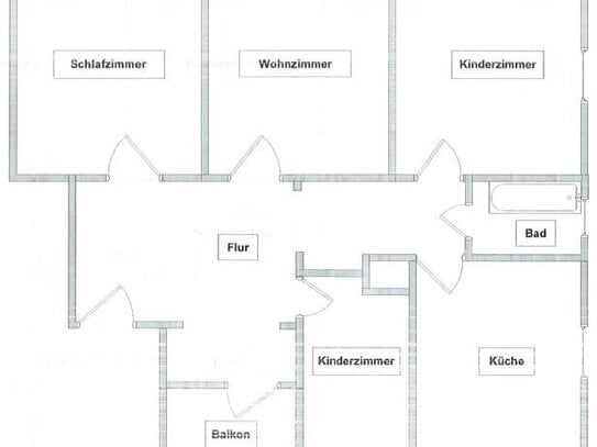 4 Raumwohnung mit Balkon und Pkw-Stellplatz