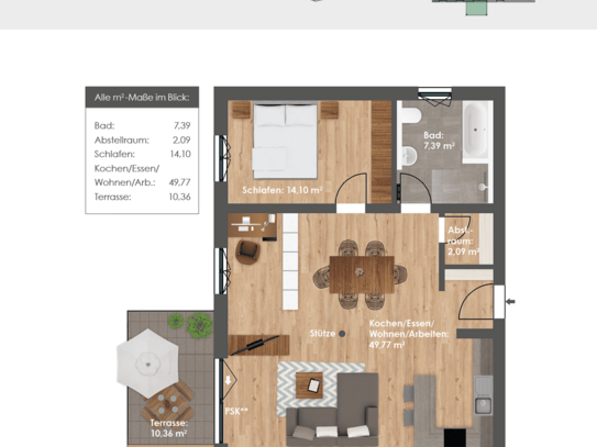 HAUS 3; 7TÄLER WOHNEN Dietfurt: Neubau 2-Zimmer-Erdgeschoss-Wohnung mit Aufzug u. Tiefgarage (provisionsfrei)