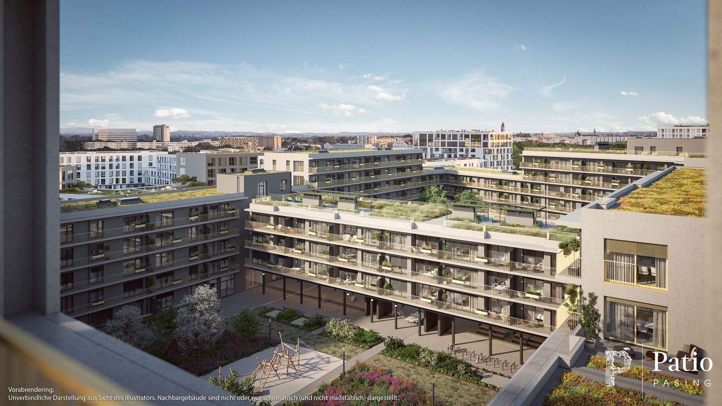 Stadtapartment mit sep. Küche, großen Fensterfronten und Balkon zum grünen Innenhof