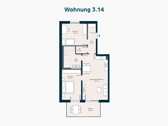 Neubau: 3-Zimmer-Wohnung mit Südbalkon