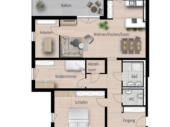 Großzügig Wohnen auf einer Ebene - 4-Zimmer-Wohnung