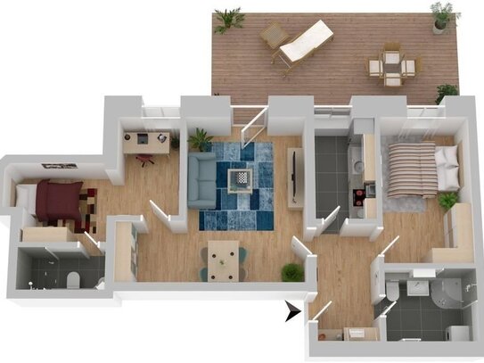 3-Raum-Wohnung im Erdgeschoss mit Terrasse! ERSTBEZUG