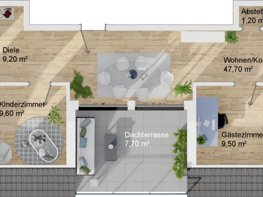 Haus A, Wohnung 10, Dachgeschoss, 4-Zimmer