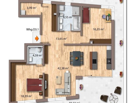 WE 26: Lichtdurchflutetes Penthouse im hochwertigen Neubau