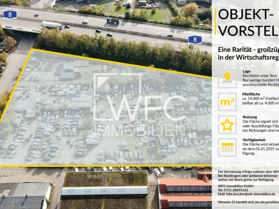 Im Alleinauftrag: Freifläche zur Miete - ab 4.500 m² bis 14.328 m2 - in Kirchheim direkt an der A8