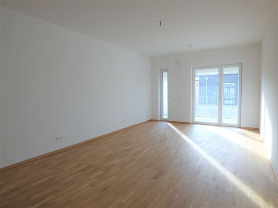 Terrassenwohnung mit 2 Zimmern m. Parkett, FBH, EBK u. AR in Whg., Stellplatz!