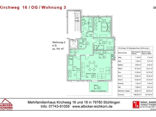 4Zi. OG mit Balkon ca. 101 m²-Wohnung 3-Kirchweg 16-79780 Stühlingen