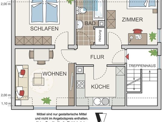 Gemütliche 3 Z.-DG.-Whg. 50 m² Frankfurt-Eschersheim