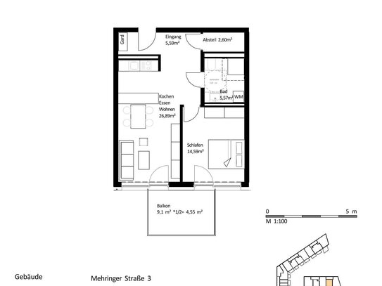 60m² 2-Zi.-Whg. mit Balkon im Zentrum von Burghausen zum Kauf: EH40-QNG: 5% AfA + 5% Sonder-AfA & 150.000 € KfW-Kredit