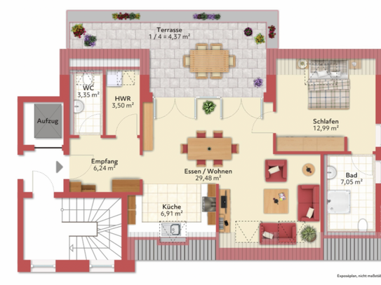 2 Zimmer 73m² DG Wohnung Terrasse Aufzug Carport EBK G.WC ,Bassum