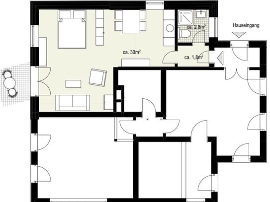 Möblierte 1-Zi.-Wohnung, ruhig gelegen in Hamburg-Langenhorn Nord