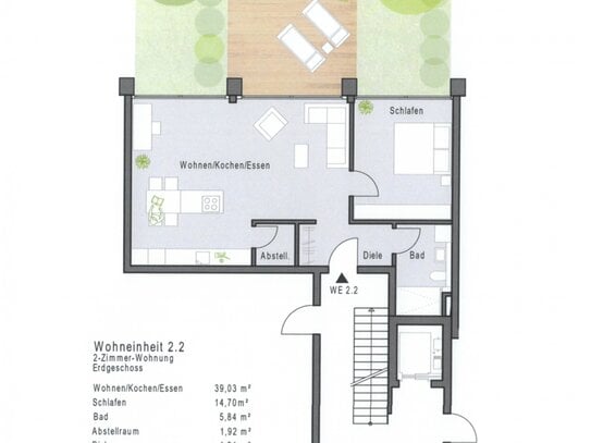 11 hochwertige NEUBAU-ETW - Neubaugebiet Sandäcker Veitshöchheim - 2-Zimmer-ETW (WE 2.2)